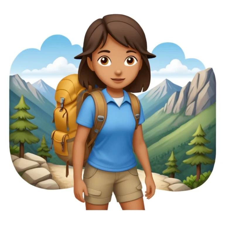 girl back packing mountains background  emoji