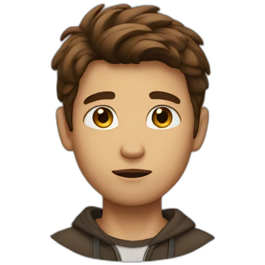 mysterious boy brown hair emoji