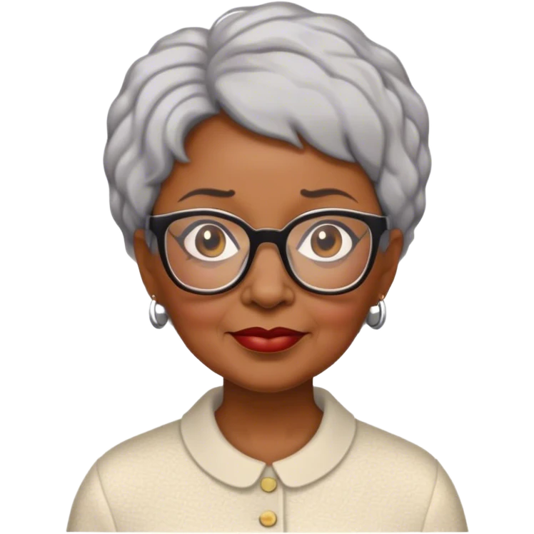 older black lady with short hair and glasses emoji