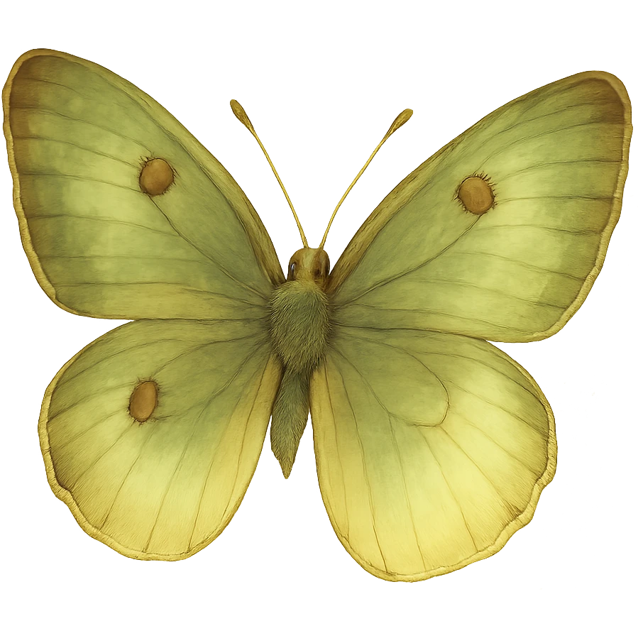 realistic whimsical green, brown and cream butterfly, natural colors, soft, fairy-like atmosphere, no background, square size emoji
