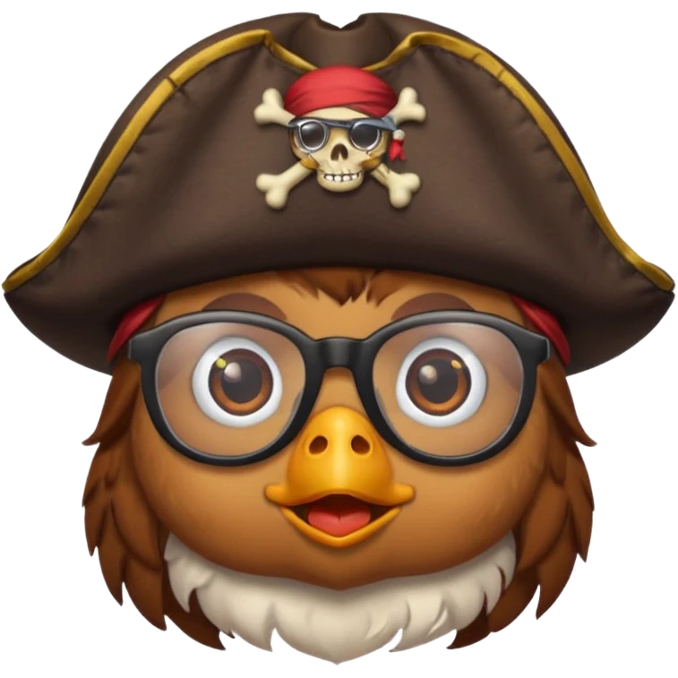 chick animal with glasses, pirate emoji