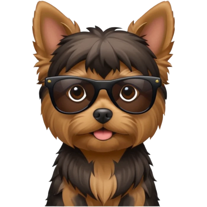 perro shorkshire con lentes de sol completamente negros emoji