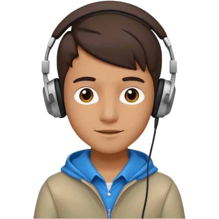 GenZ boy with headphones on and look like editor emoji