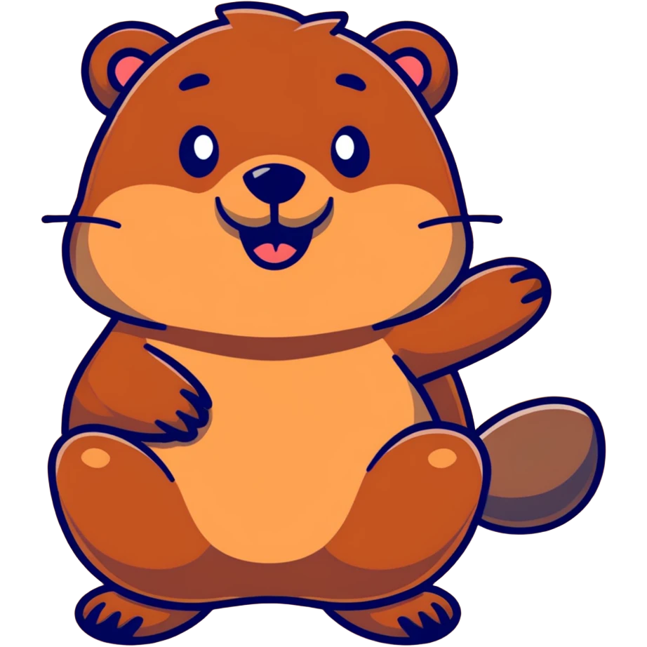 happy beaver with brown fur emoji