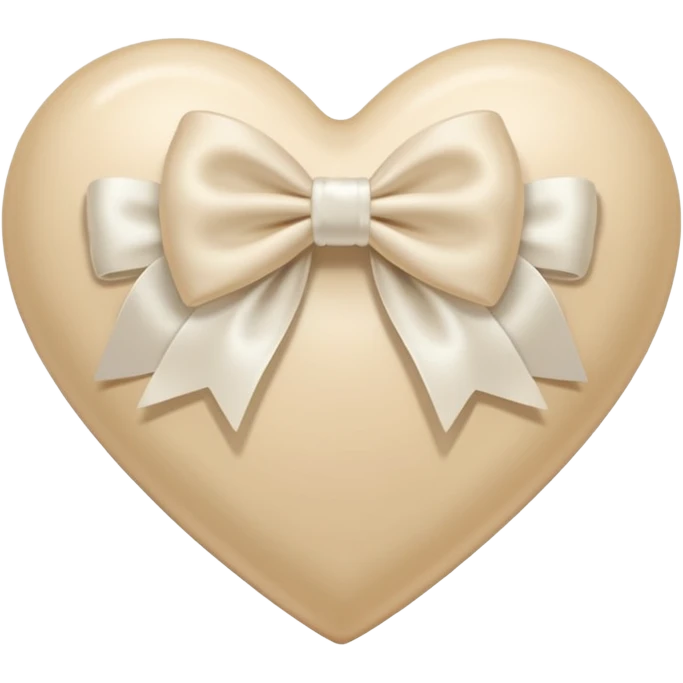 light beige heart with white bow emoji