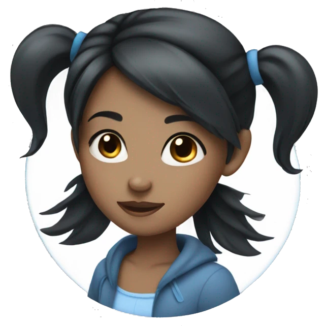 Girl with gray-blue eyes and black hair emoji
