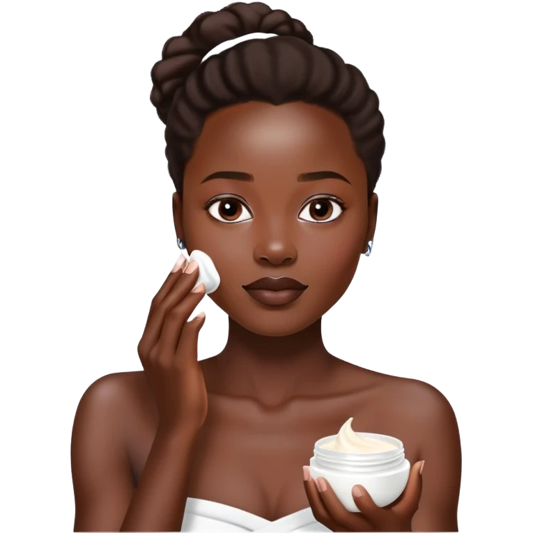 Lupita Nyong'o bare shoulders applying face cream skin care emoji