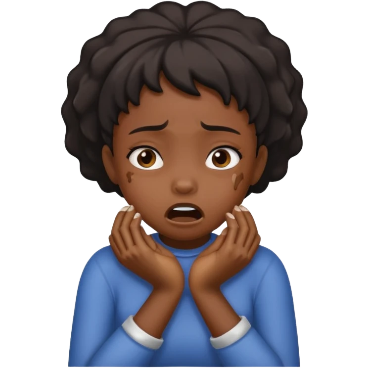 Black girl choking herself with her hands emoji