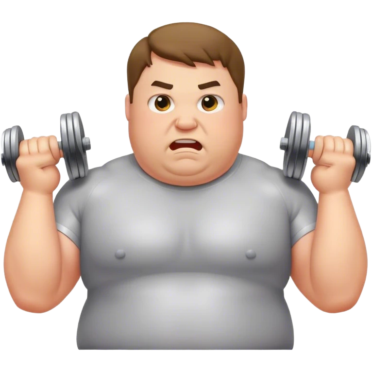fat guy lifting dumbbell emoji
