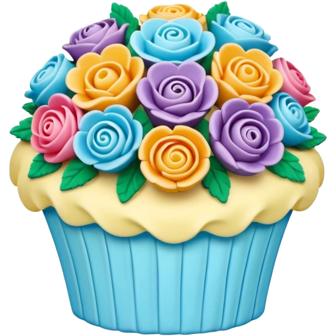 cake in the shape of a bouquet of flowers emoji
