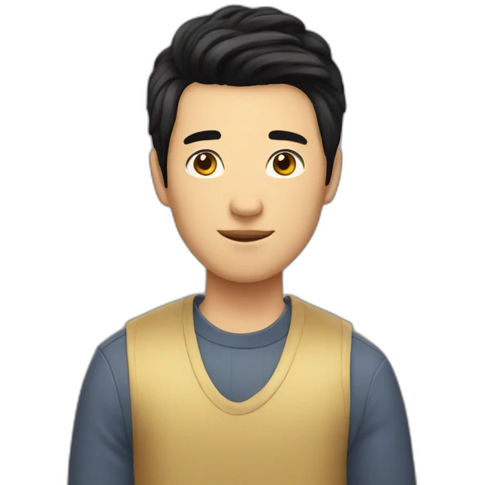 asian male with curtains haircut black hair emoji