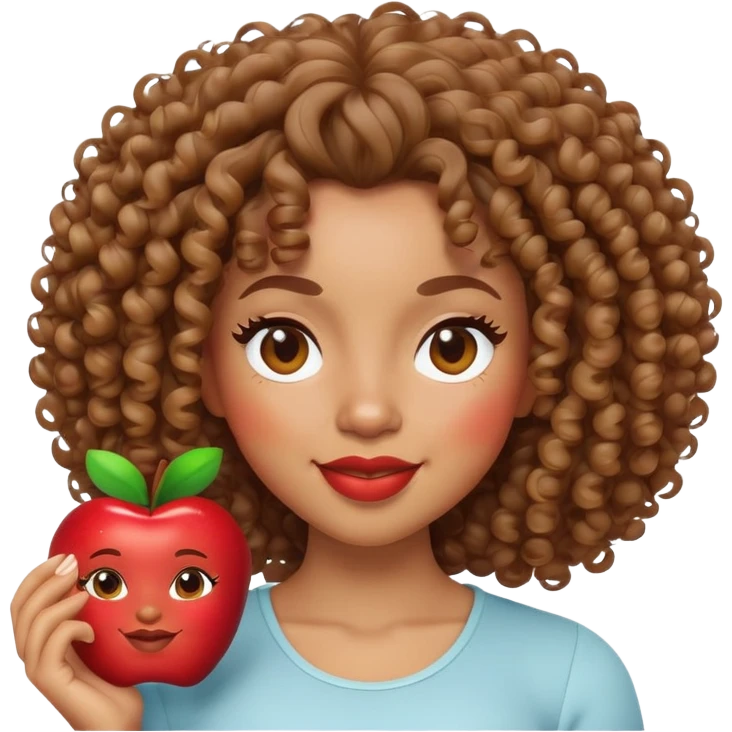 light skin Black woman with curly hair, winking, 3D Apple Memoji style emoji