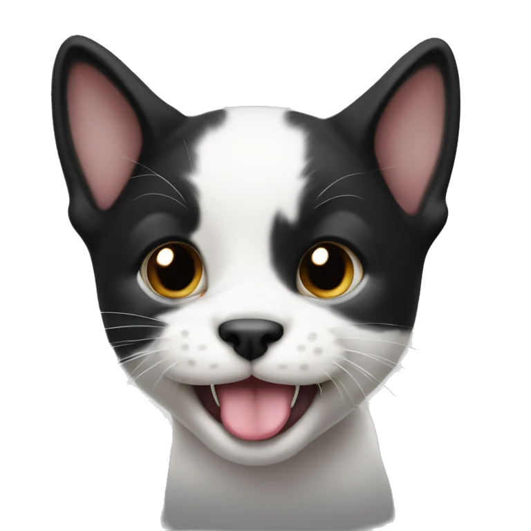 Black and white cat puppy with his tongue out emoji