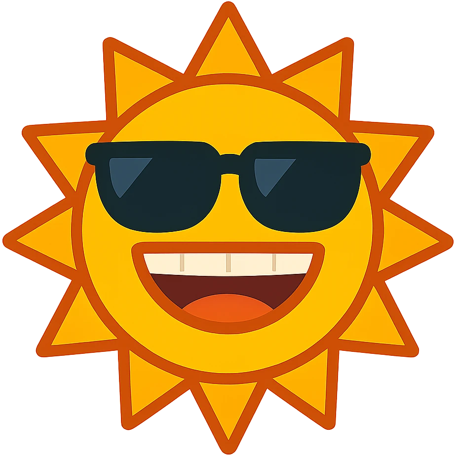 happy sun with sunglasses and a big smile emoji