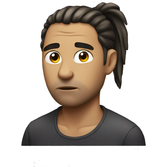 Guy with a ponytail looking sad emoji
