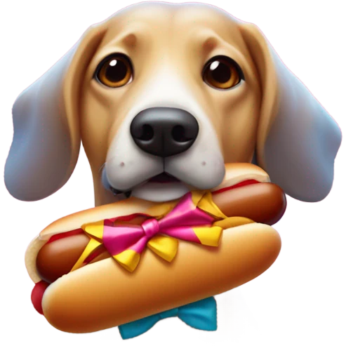 hot dog with a bow around it emoji