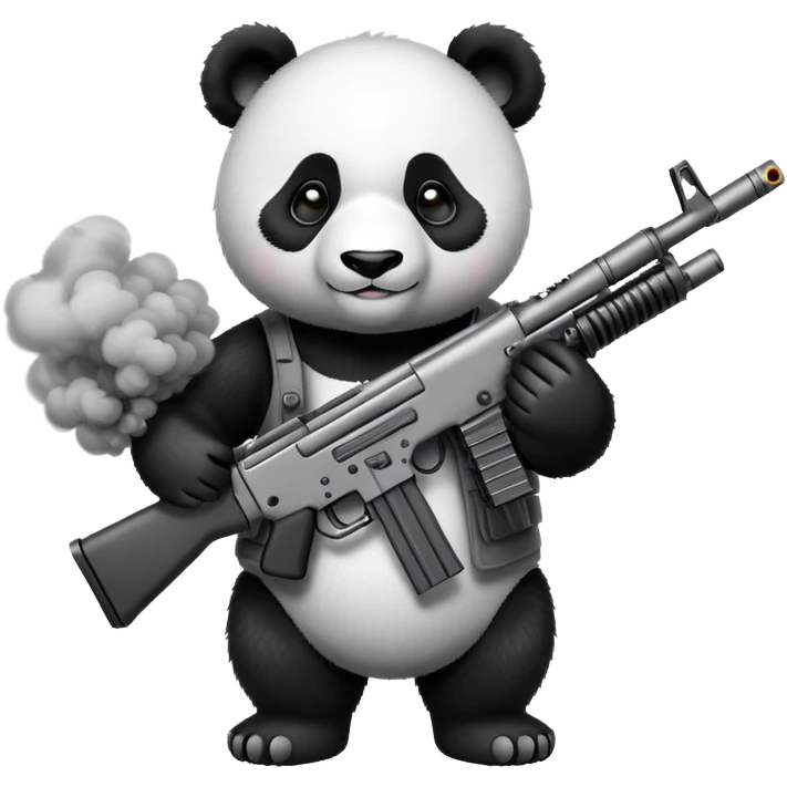 Panda holding a machine gun And smoke surrounding him emoji