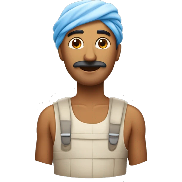 Un hombre de la India con un gran Tarro agrietado en su cabeza, impidiéndole ver. emoji