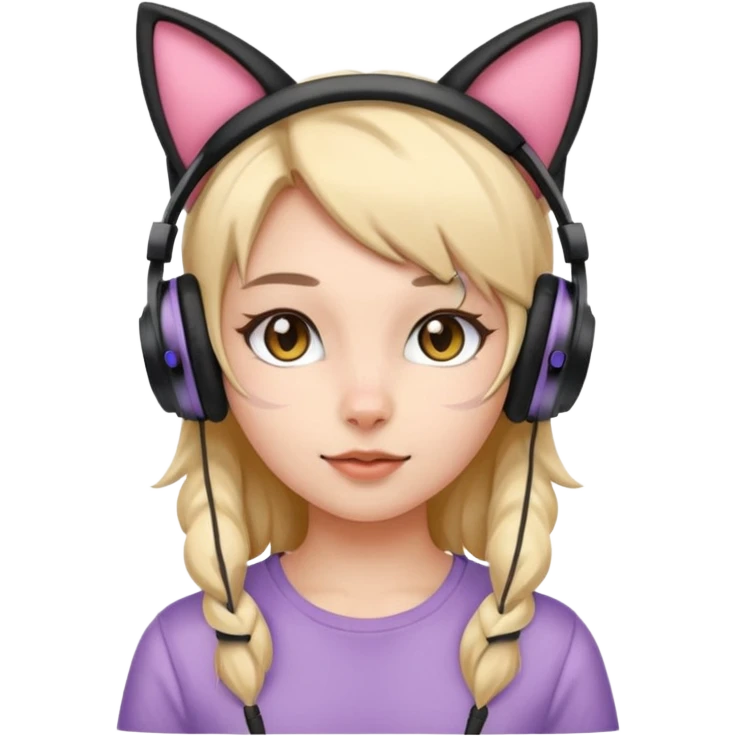 streamer girl with cat ears headphones emoji