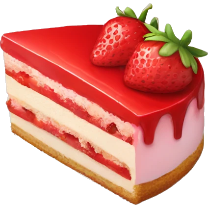 slice of strawberry cake with no dish emoji