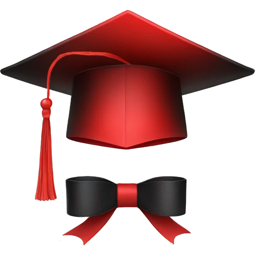 present black and red with degree hat emoji
