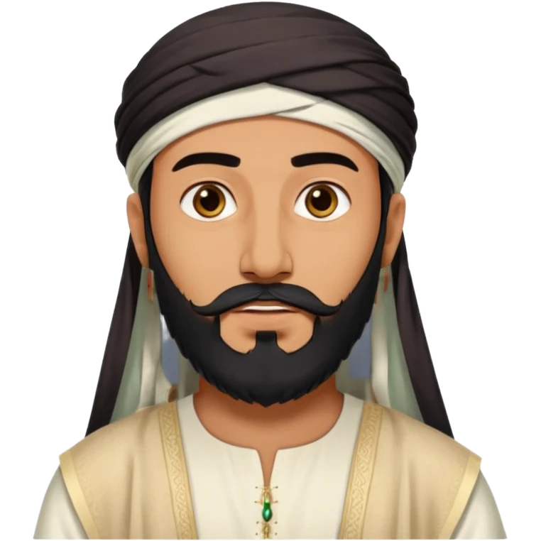 arab with black beard and defined jaw wearing white kandura emoji