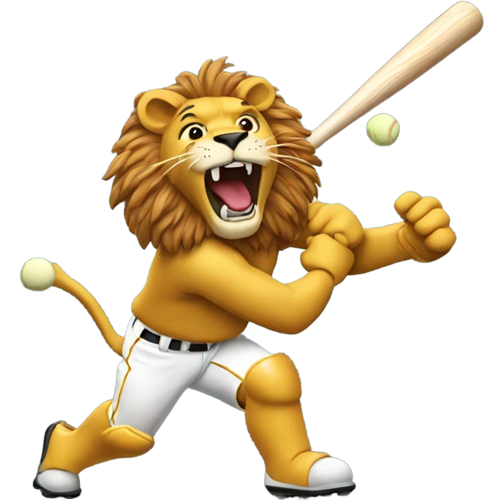 Lion hitting baseball emoji