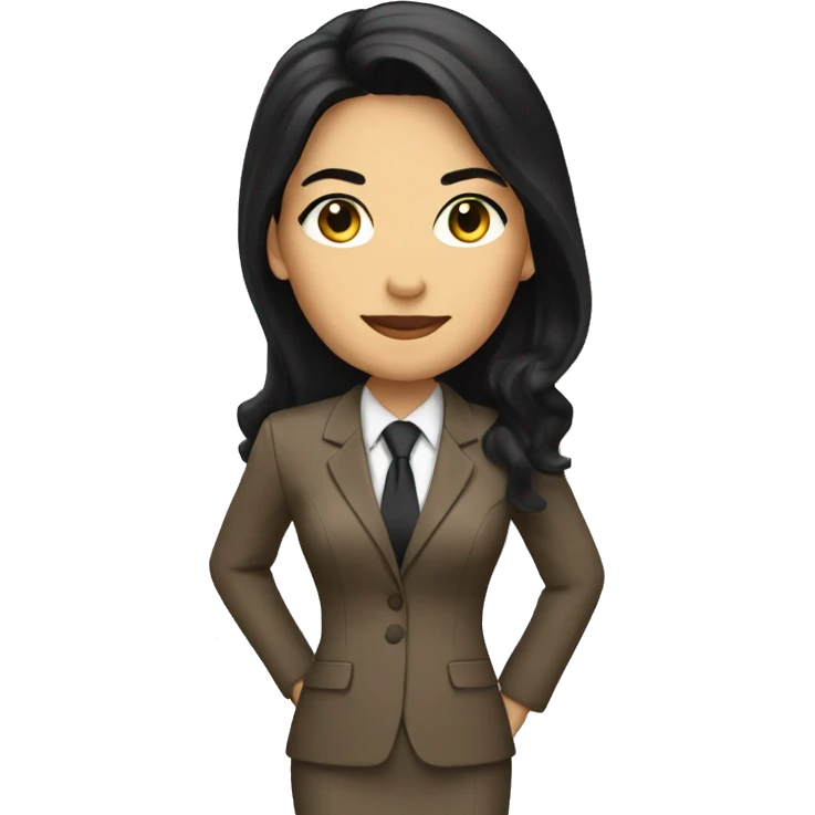 Female defense attorney with long black hair with brown suit emoji