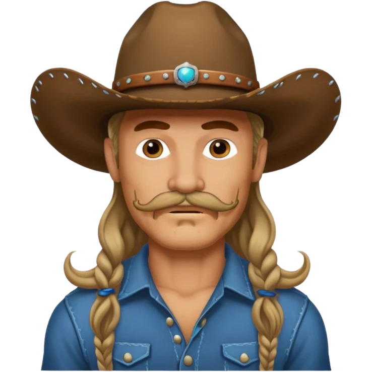 tattooed and mustached cowboys long hair emoji