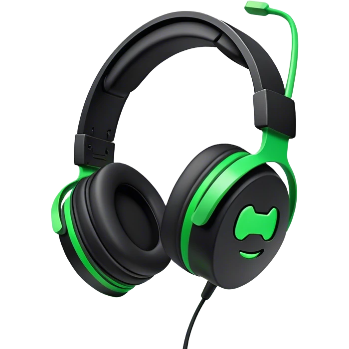 Clash of Clans aesthetic: Cinematic Playful Xbox Headset Portrait Emoji, rendered in a 3D vector-style similar to standard emojis with minimal shading and bold, simplified shapes. A compact, distinct form with signature details, softly glowing with a modern gaming energy charm. Simplified yet unmistakably iconic, highly detailed and consistent, glowing with a soft radiance and high shine. Stylized with a touch of next-gen innovation and a soft glowing outline, capturing the essence of a beloved gaming relic with a friendly, playful manner! emoji