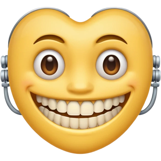 Emoji avec un appareil dentaire et des bagues sur les dents  emoji