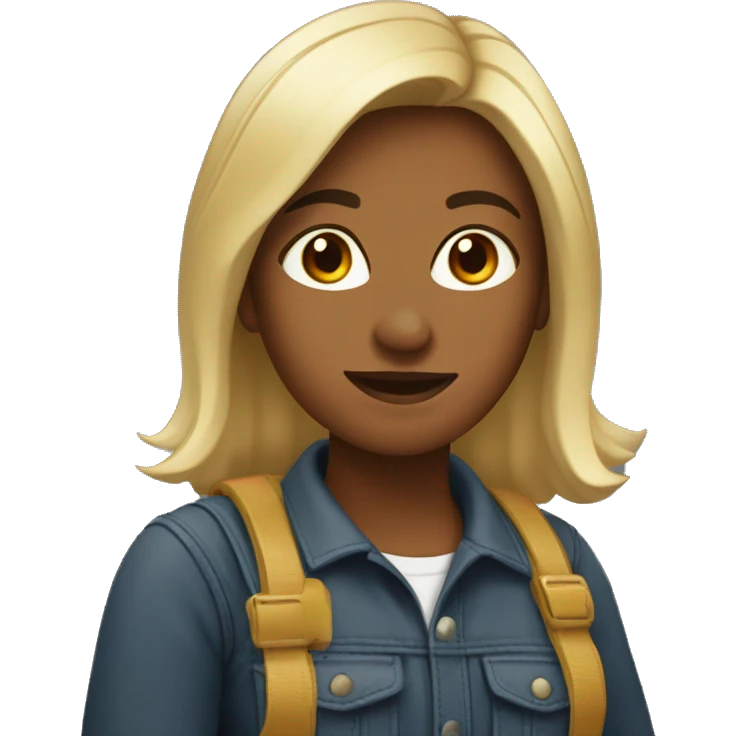 mujer joven carpintera pelo negro emoji