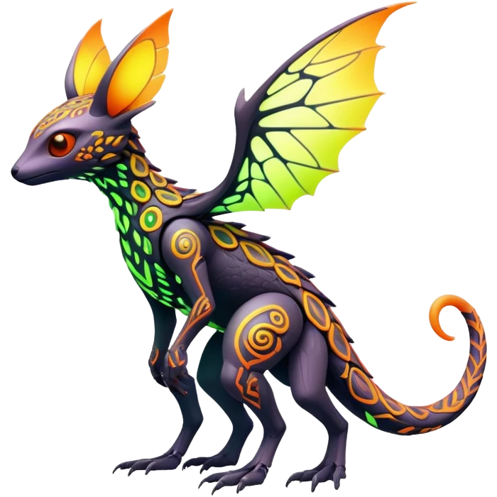 futuristic lush warm-colored neon-colored Fakémon-Trico-creature (full body) emoji
