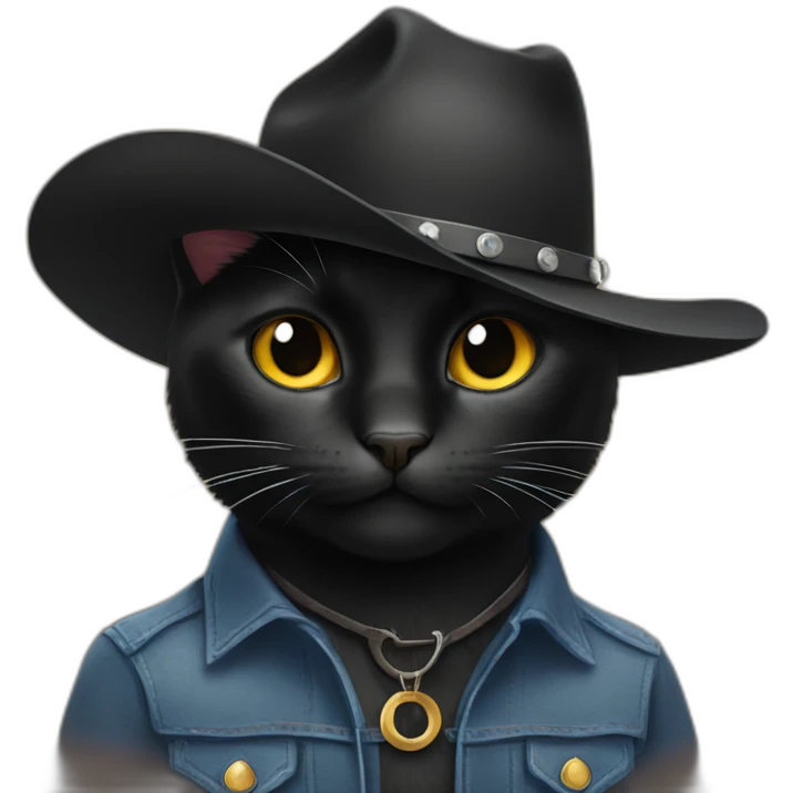 black cat wearing a cowboy hat emoji