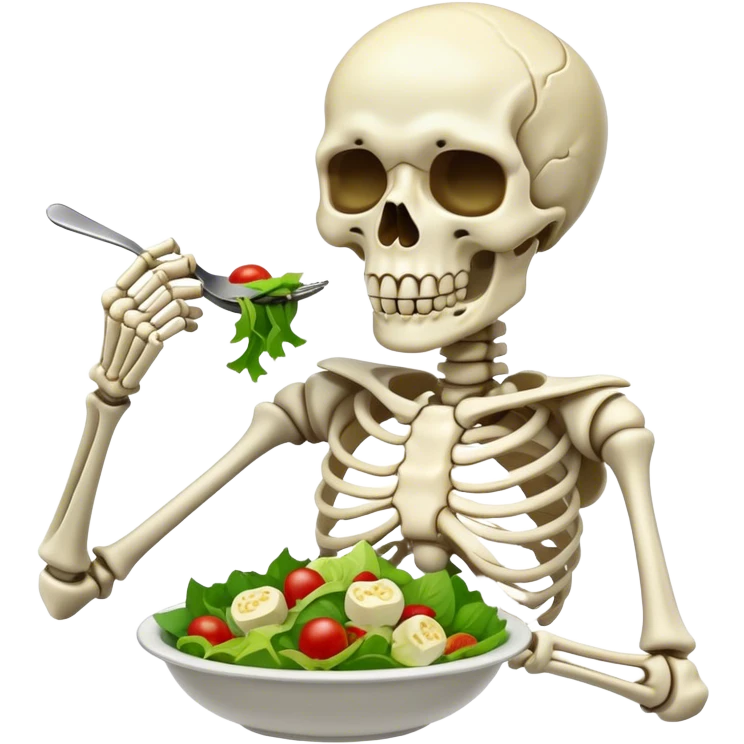 Skeleton eating salad emoji