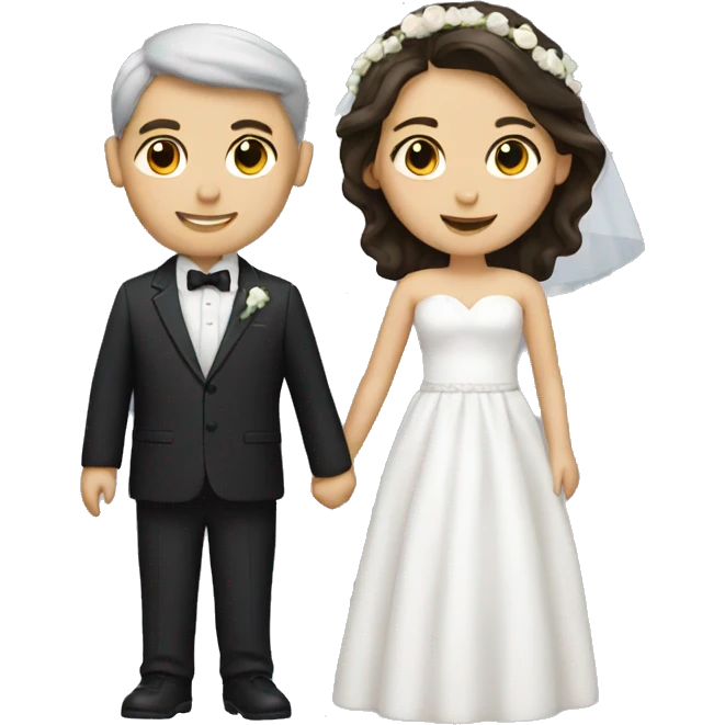 Brunette girl and boy getting married emoji