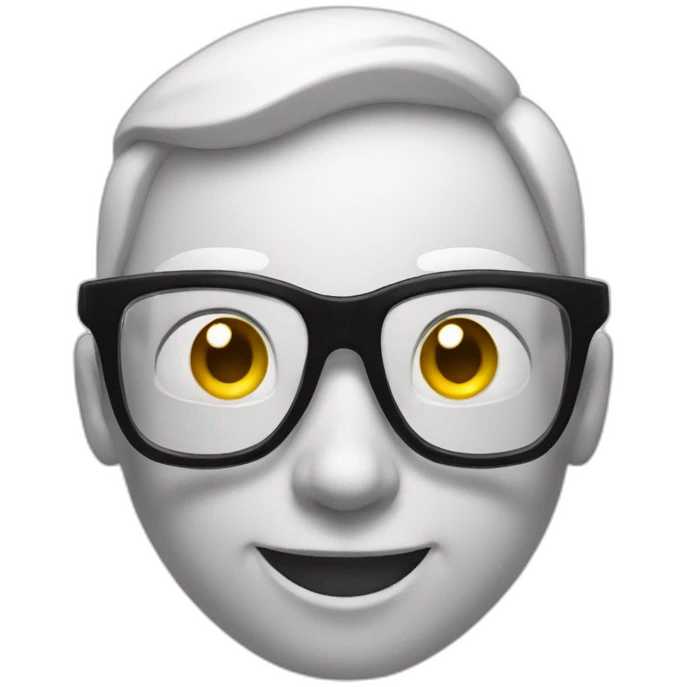Standart smile, emoji, smart, in transparent glasses, smiling emoji