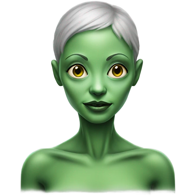 Photo realistic, alien female green emoji