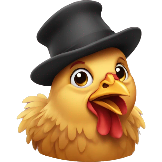 Chicken wearing a Christina hat emoji