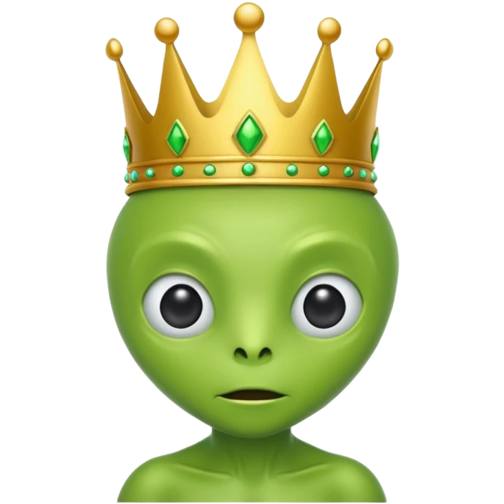 green alien with crown emoji