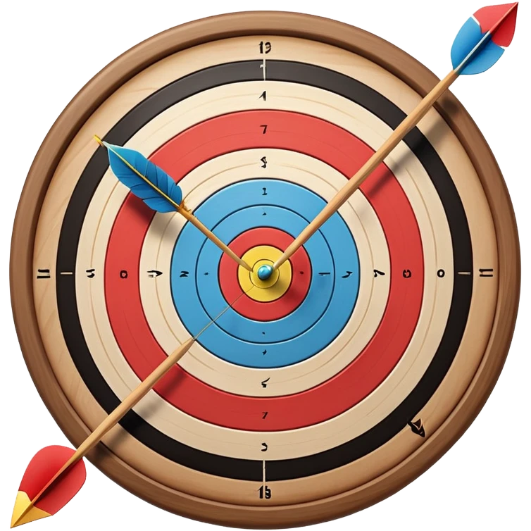A bow and arrow aimed at a target, with the arrow in mid-flight towards the bullseye. The target's concentric rings are visible, emphasizing the precision and focus required in archery. The background is simple, highlighting the equipment and the sport's accuracy. emoji