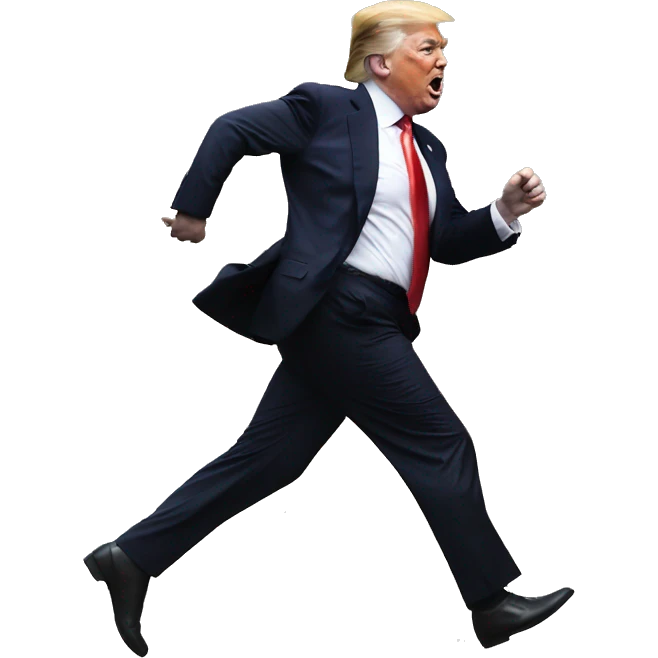 Donald Trump running to catch up Elon Musk emoji