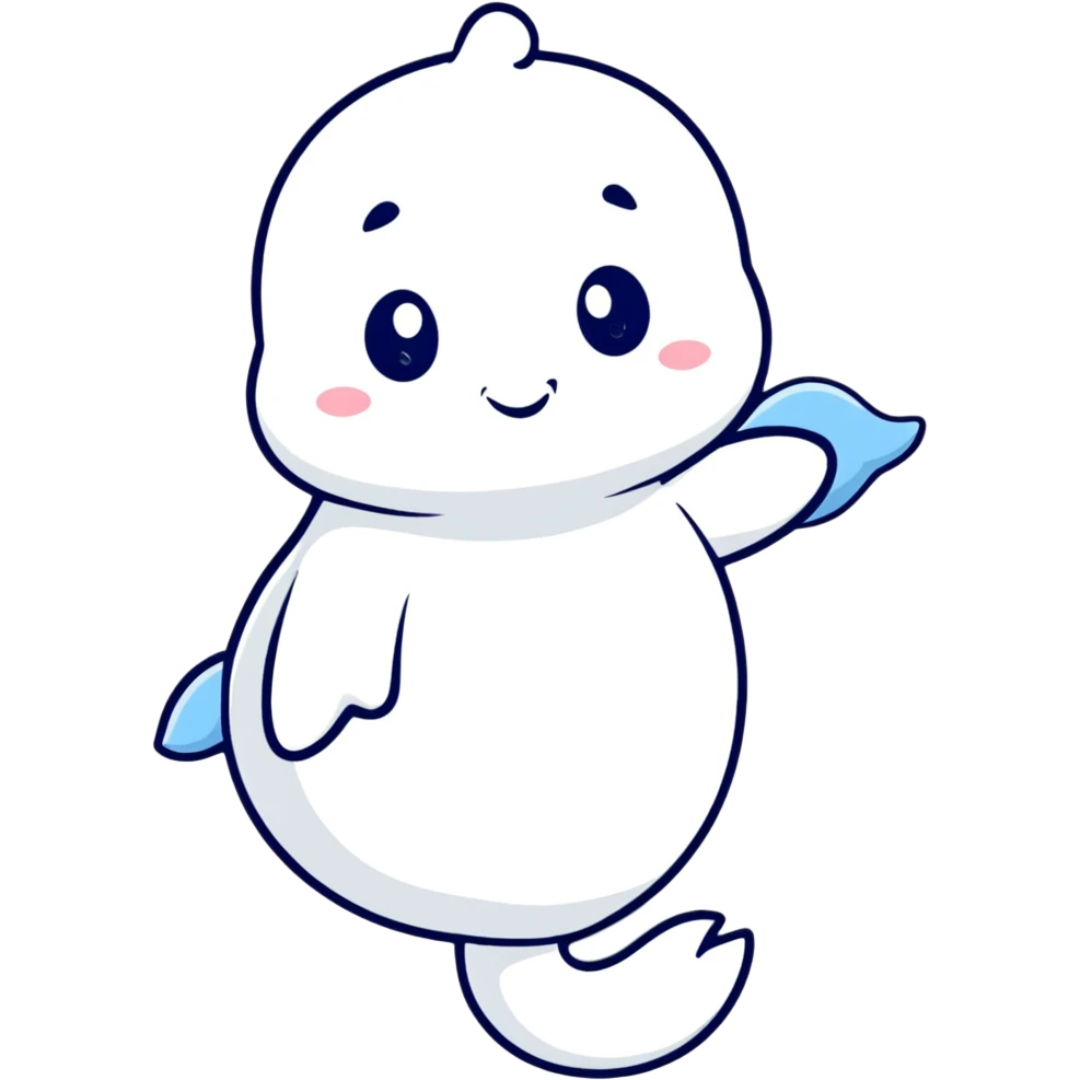 Baby beluga with a toy emoji