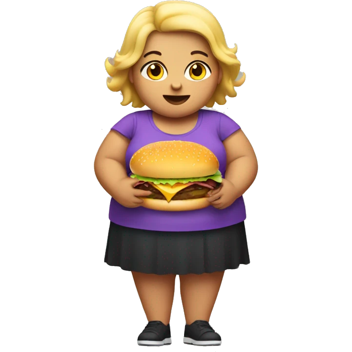fat girl holding a burger emoji