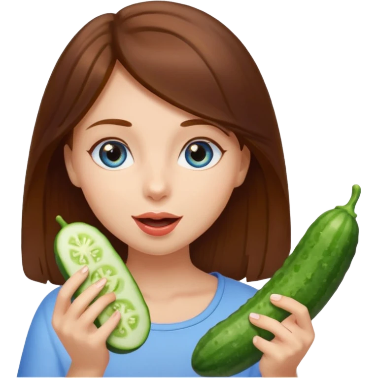I want a brown hair, blue eyes girl. Holding and licking cucumbers emoji