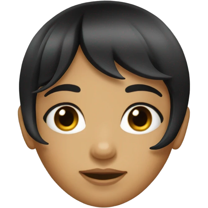 Girl black hair and eye with bangs showing ok emoji