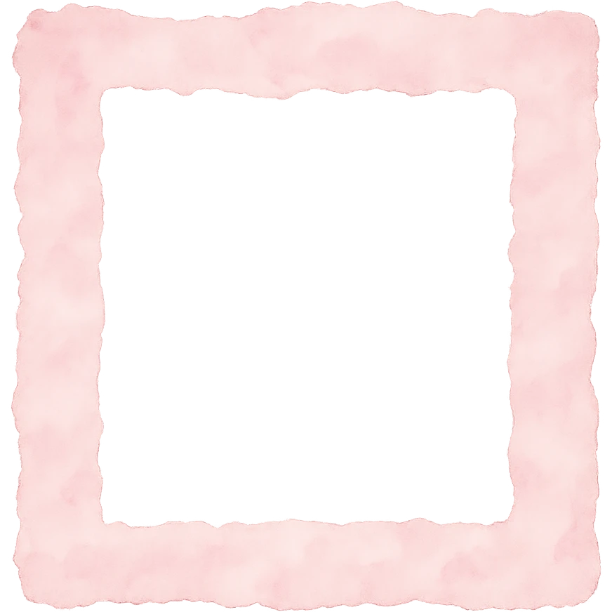 soft pink torn paper frame border, pastel watercolor style, transparent background, no face, no hands, no legs, no characters emoji