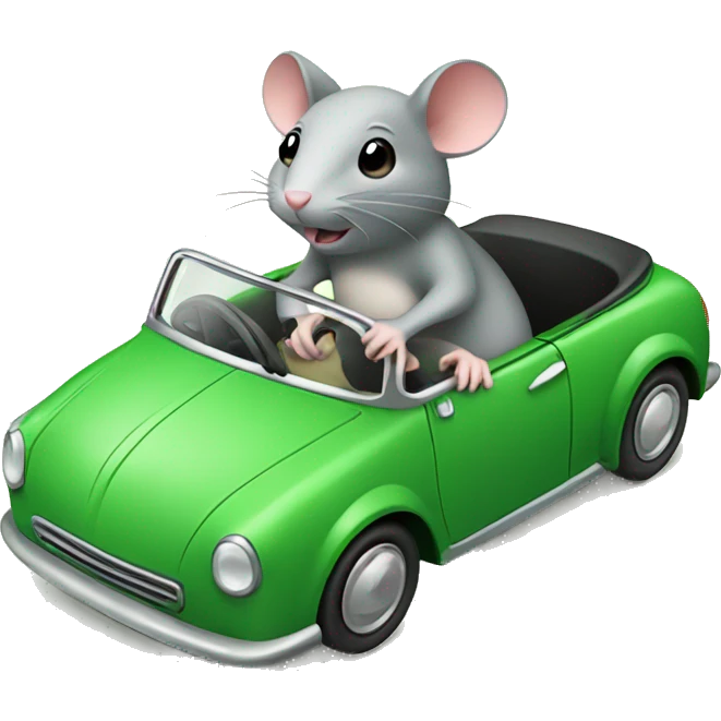 Cute rat driving green car emoji