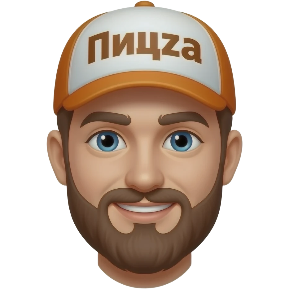 a bearded pizza delivery man with a "Пицца" sign on his cap emoji