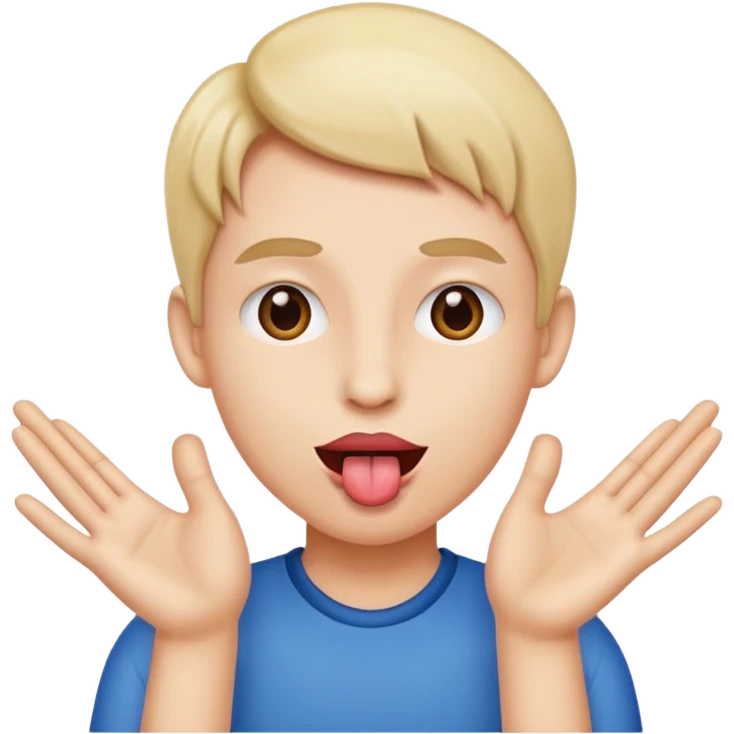 face with tongue out and hands on the side emoji